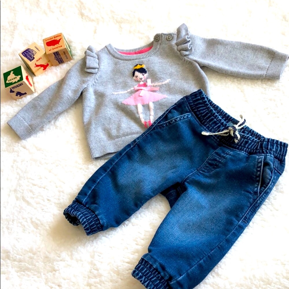 GAP 3-6 month sweater and jeans set